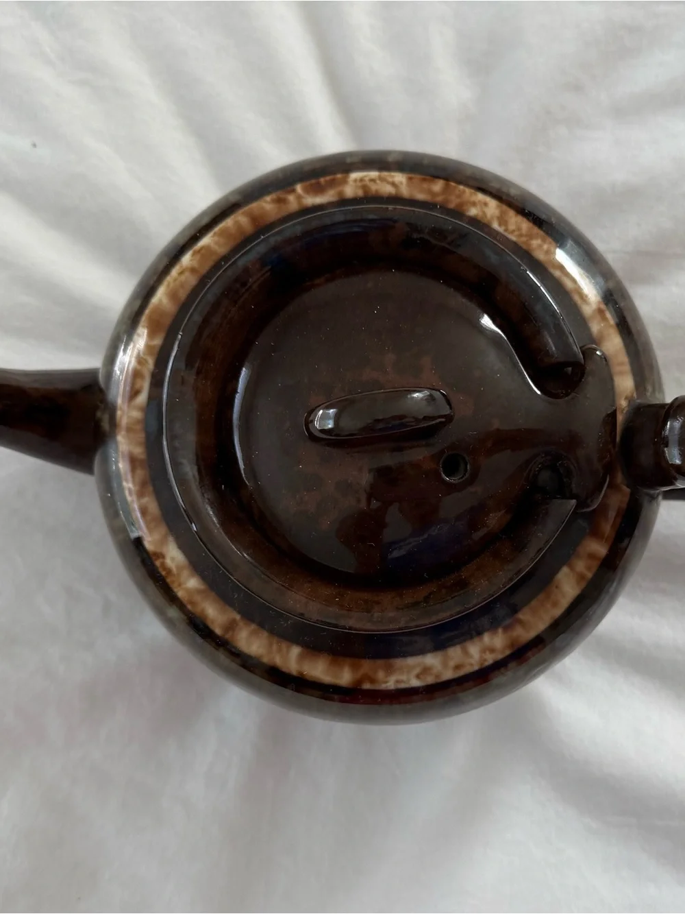 Ceramic Brown Teapot with Band Accent